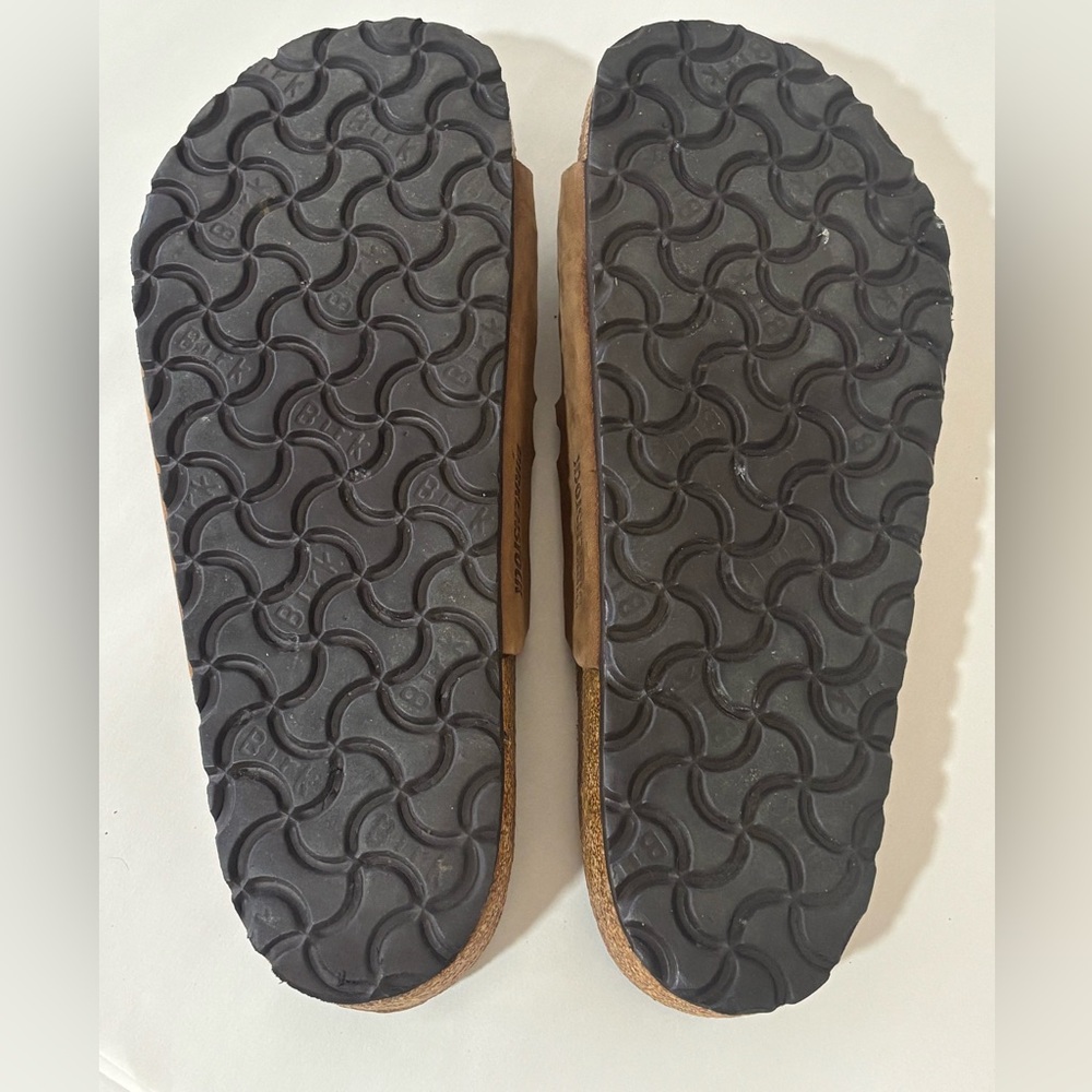 Birkenstock Tan Leather Double-Strap Slide Sandals - Picture 7 of 7
